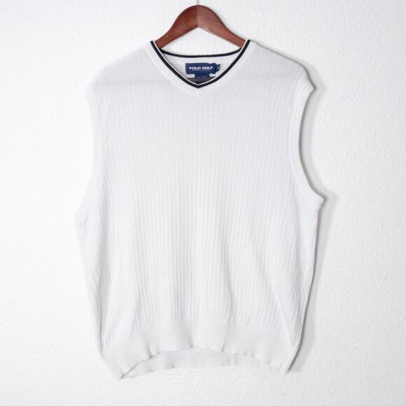 Polo Golf Women’s Sweater Vest Old Money Style Preppy Golfcore Ribbed Knit Sz M - Picture 1 of 6